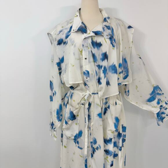 LEMAIRE Floral Print Duster Layered Shirt Dress Midi L - Picture 5 of 16